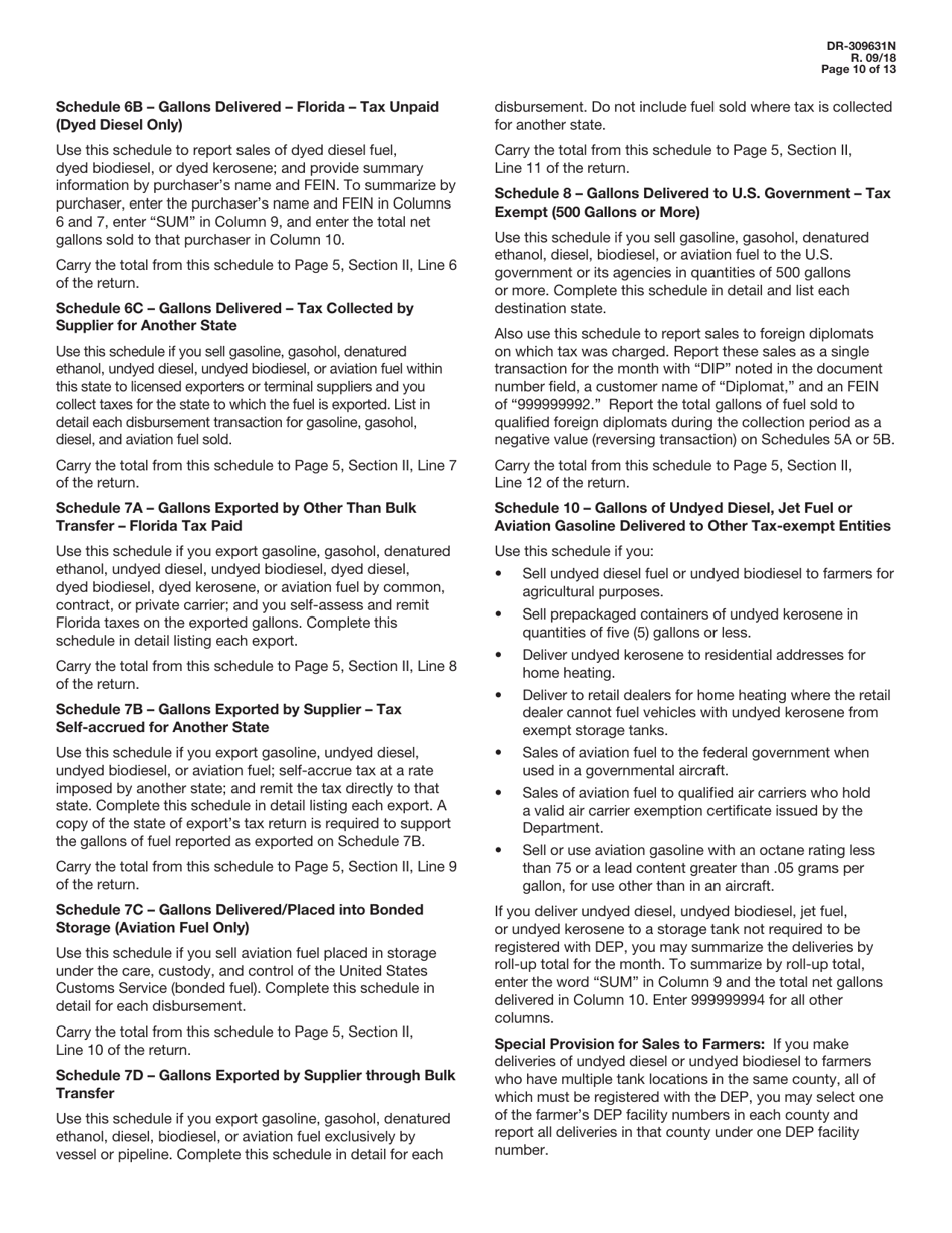 Instructions for Form DR-309631 Terminal Supplier Fuel Tax Return - Florida, Page 10