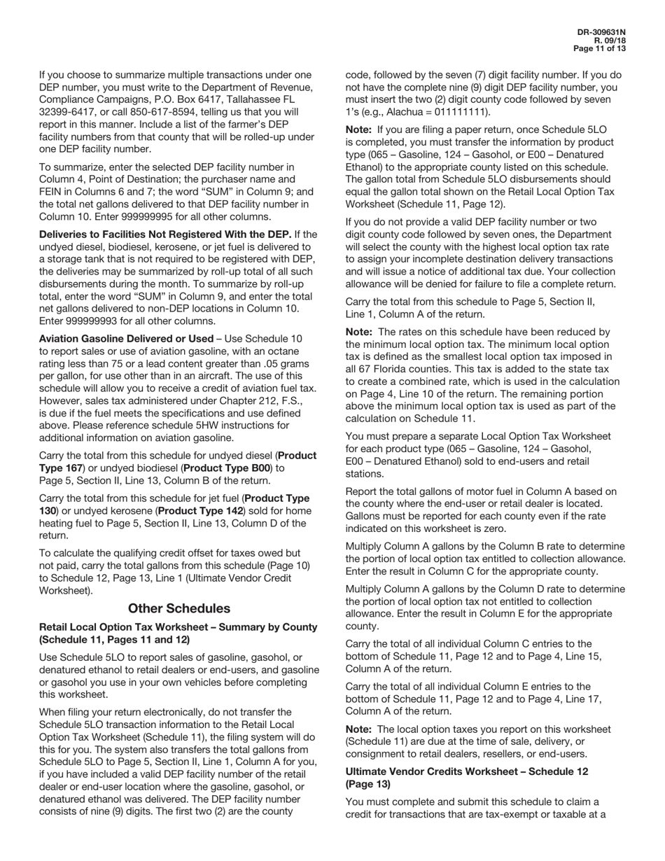 Instructions for Form DR-309631 Terminal Supplier Fuel Tax Return - Florida, Page 11