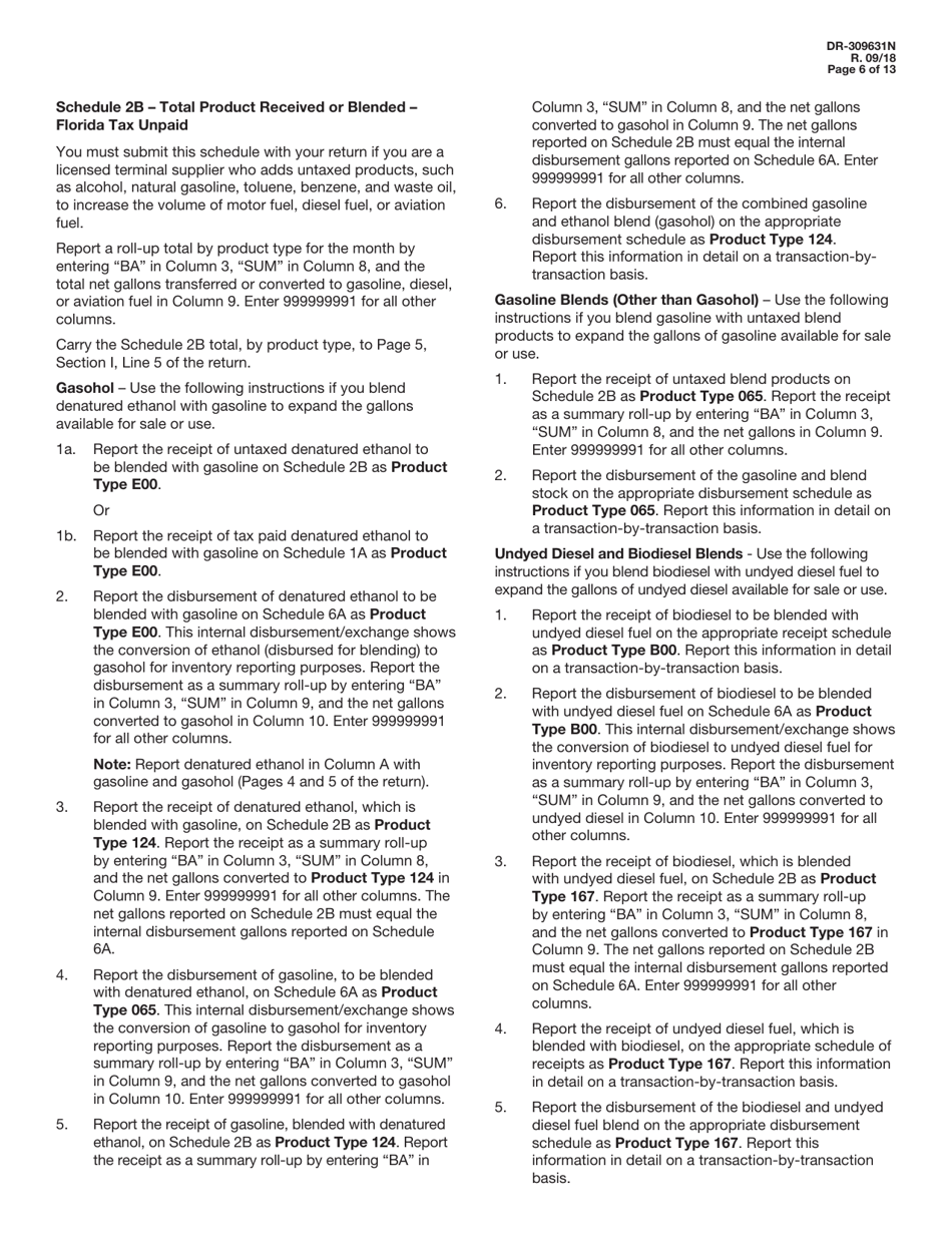 Instructions for Form DR-309631 Terminal Supplier Fuel Tax Return - Florida, Page 6