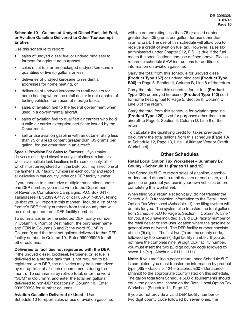 Instructions for Form DR-309632 Wholesaler / Importer Fuel Tax Return - Florida, Page 10
