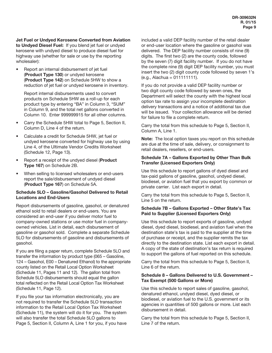 Instructions for Form DR-309632 Wholesaler / Importer Fuel Tax Return - Florida, Page 9