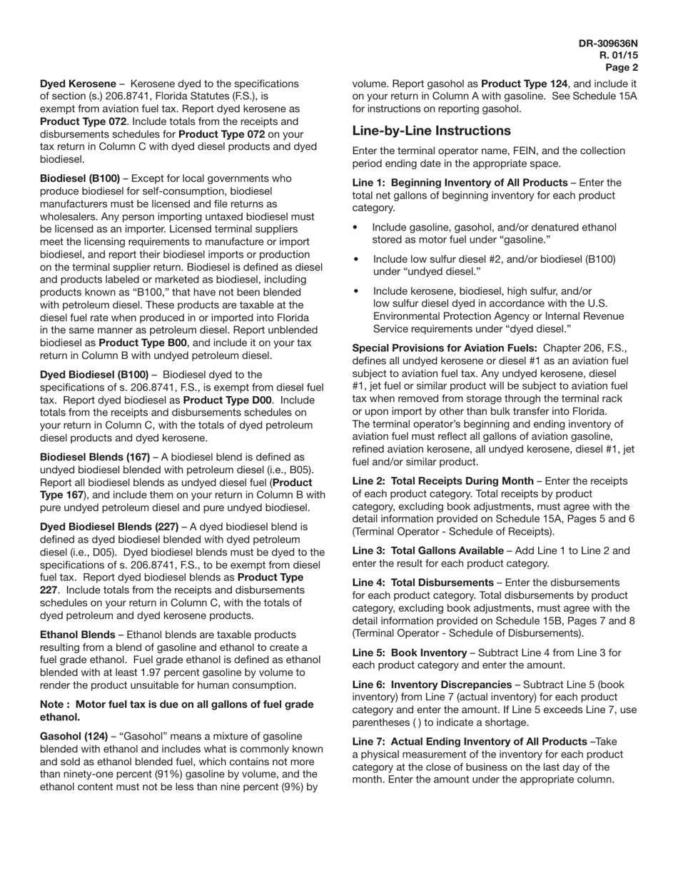 Instructions for Form DR-309636 Terminal Operator Information Return - Florida, Page 2