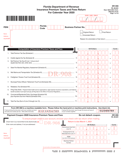 Form DR-908 2020 Printable Pdf