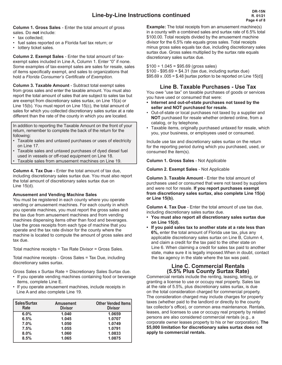 Instructions for Form DR-15 Sales and Use Tax Return - Florida, Page 4