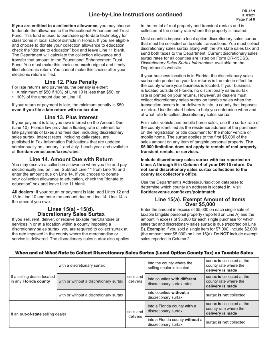 Instructions for Form DR-15 Sales and Use Tax Return - Florida, Page 7