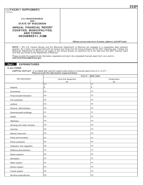 Form F-65 Supplement WI-1 2021 Printable Pdf