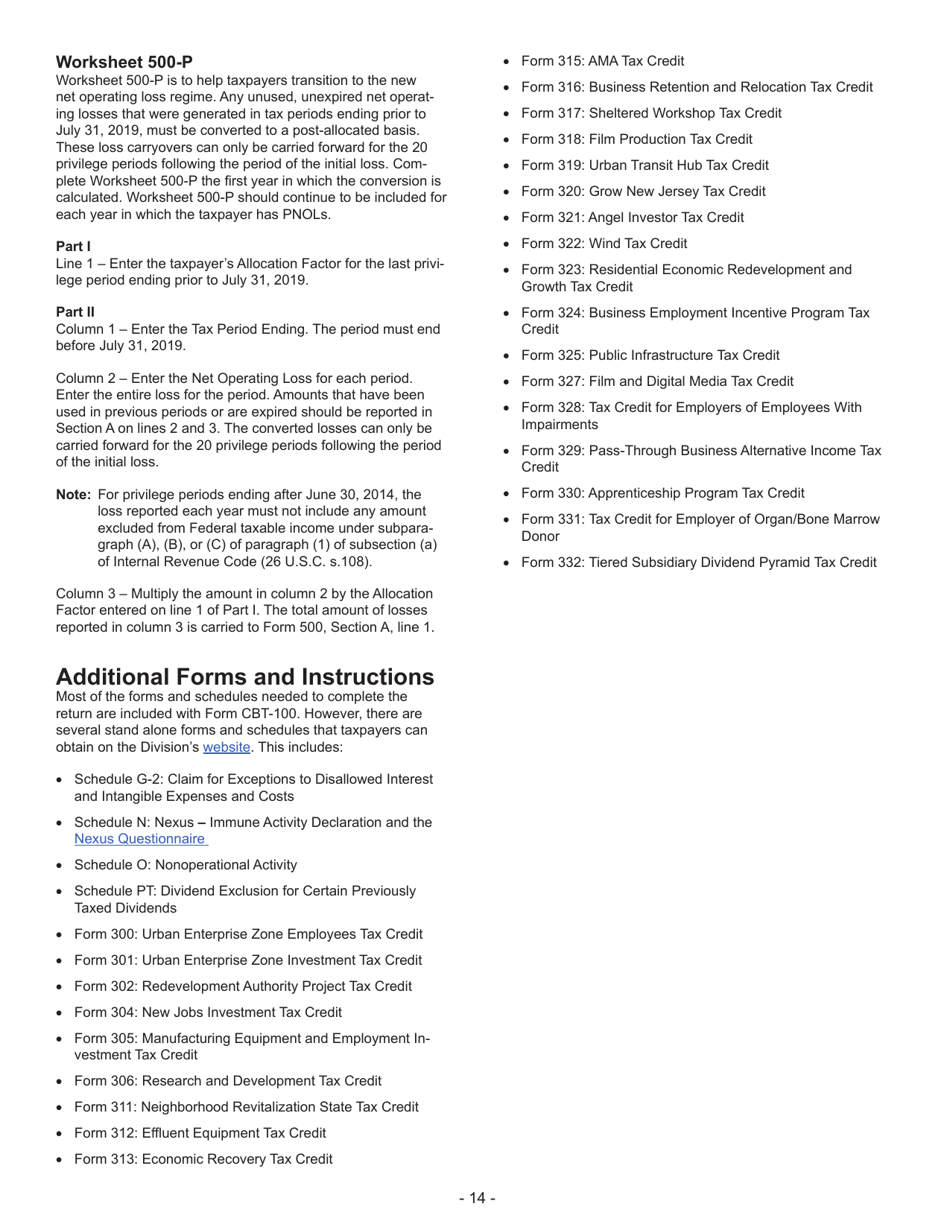 Instructions for Form CBT-100 New Jersey Corporation Business Tax Return - New Jersey, Page 15