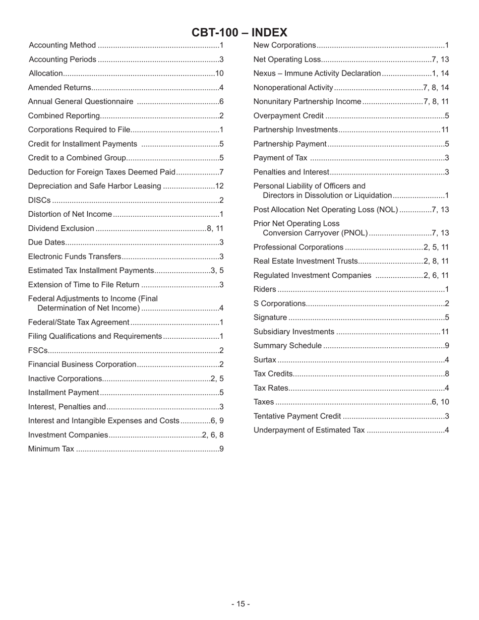 Instructions for Form CBT-100 New Jersey Corporation Business Tax Return - New Jersey, Page 16