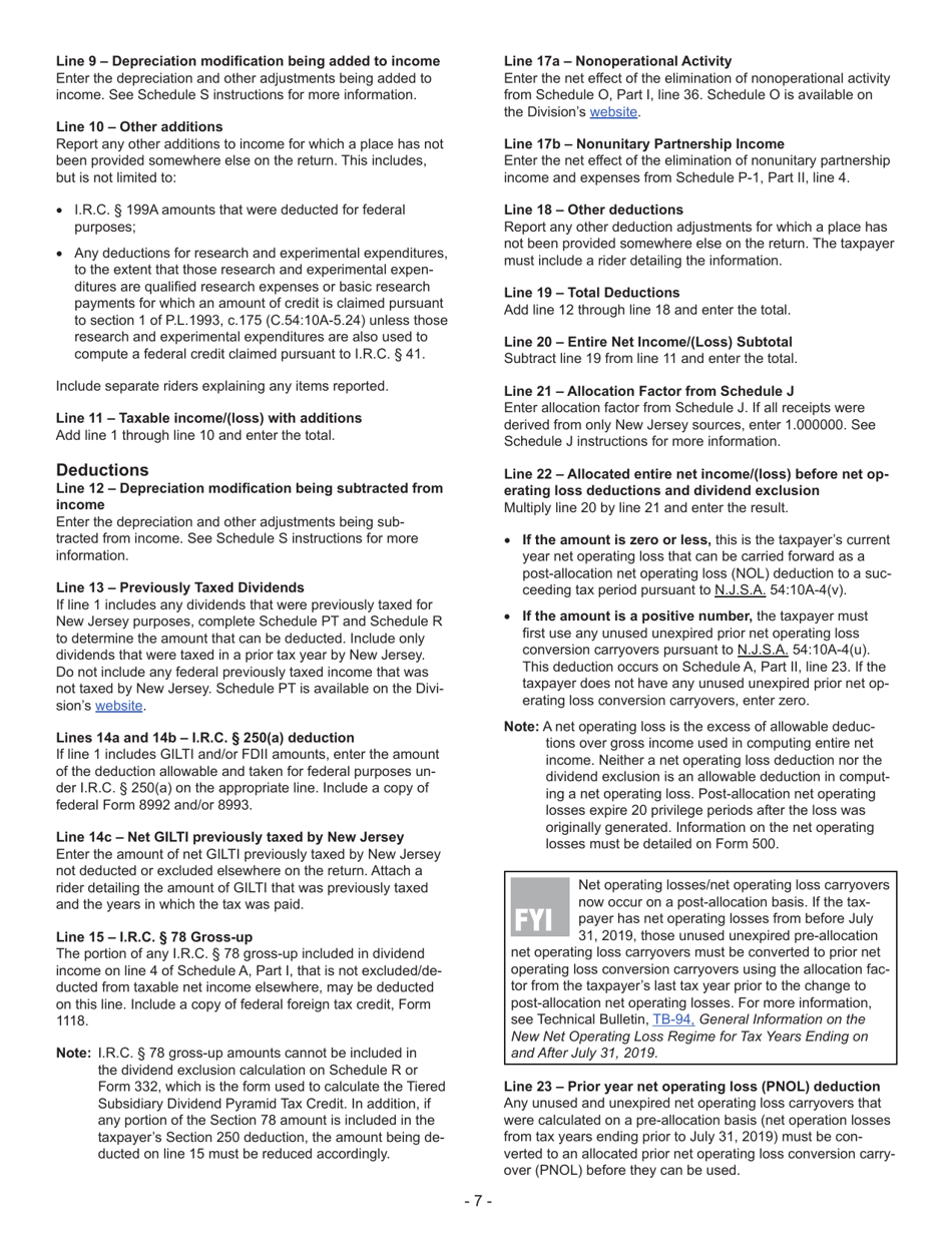 Instructions for Form CBT-100 New Jersey Corporation Business Tax Return - New Jersey, Page 8