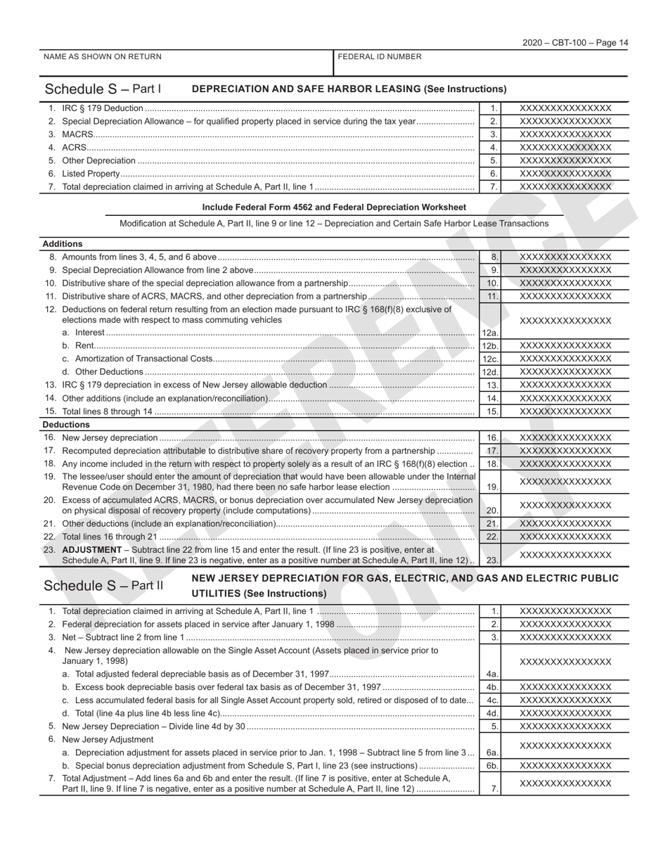 Form CBT-100 New Jersey Corporation Business Tax Return - New Jersey, Page 15