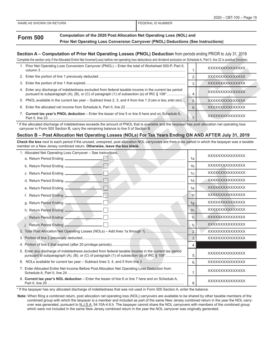 Form CBT-100 New Jersey Corporation Business Tax Return - New Jersey, Page 16