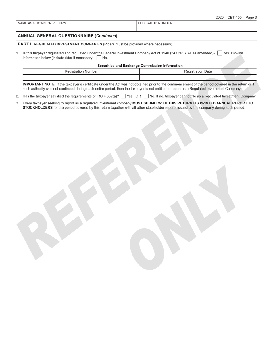 Form CBT-100 New Jersey Corporation Business Tax Return - New Jersey, Page 4