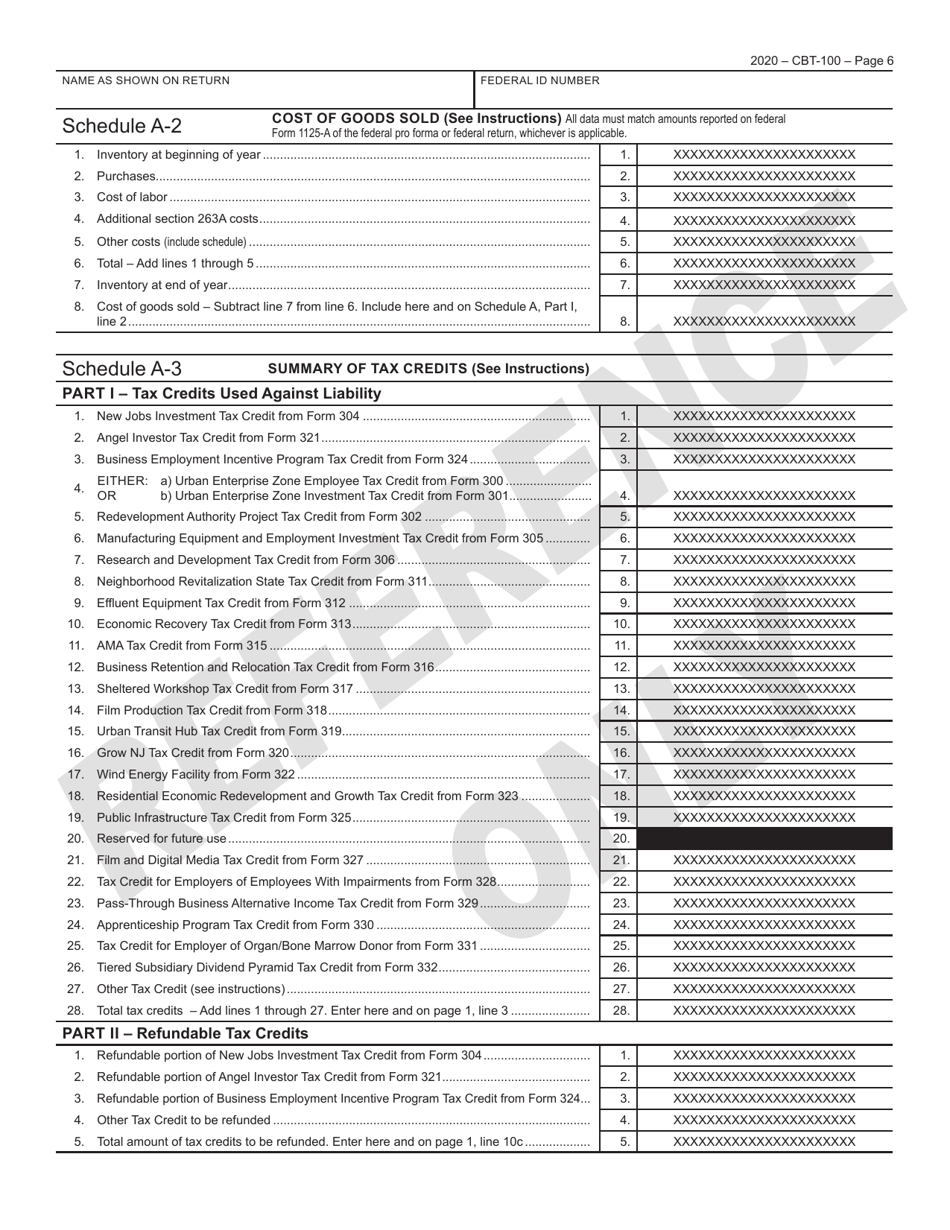 Form CBT-100 New Jersey Corporation Business Tax Return - New Jersey, Page 7