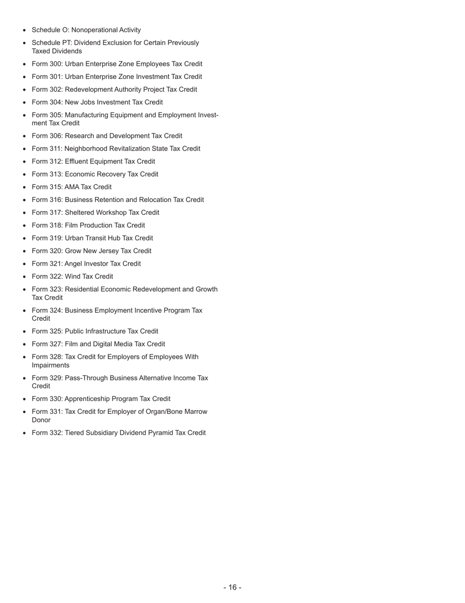 Instructions for Form CBT-100S New Jersey Corporation Business Tax Return - New Jersey, Page 16