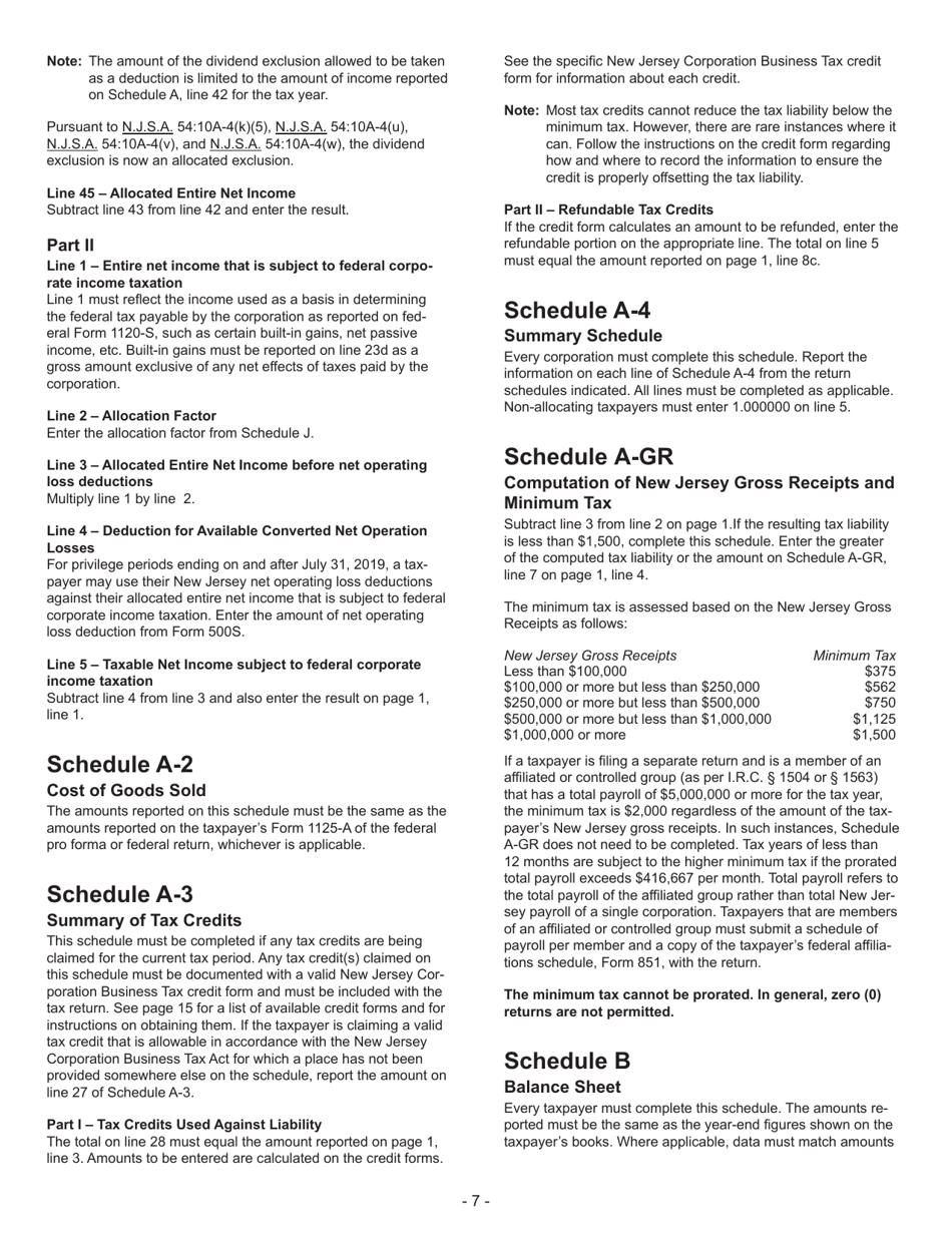 Instructions for Form CBT-100S New Jersey Corporation Business Tax Return - New Jersey, Page 7