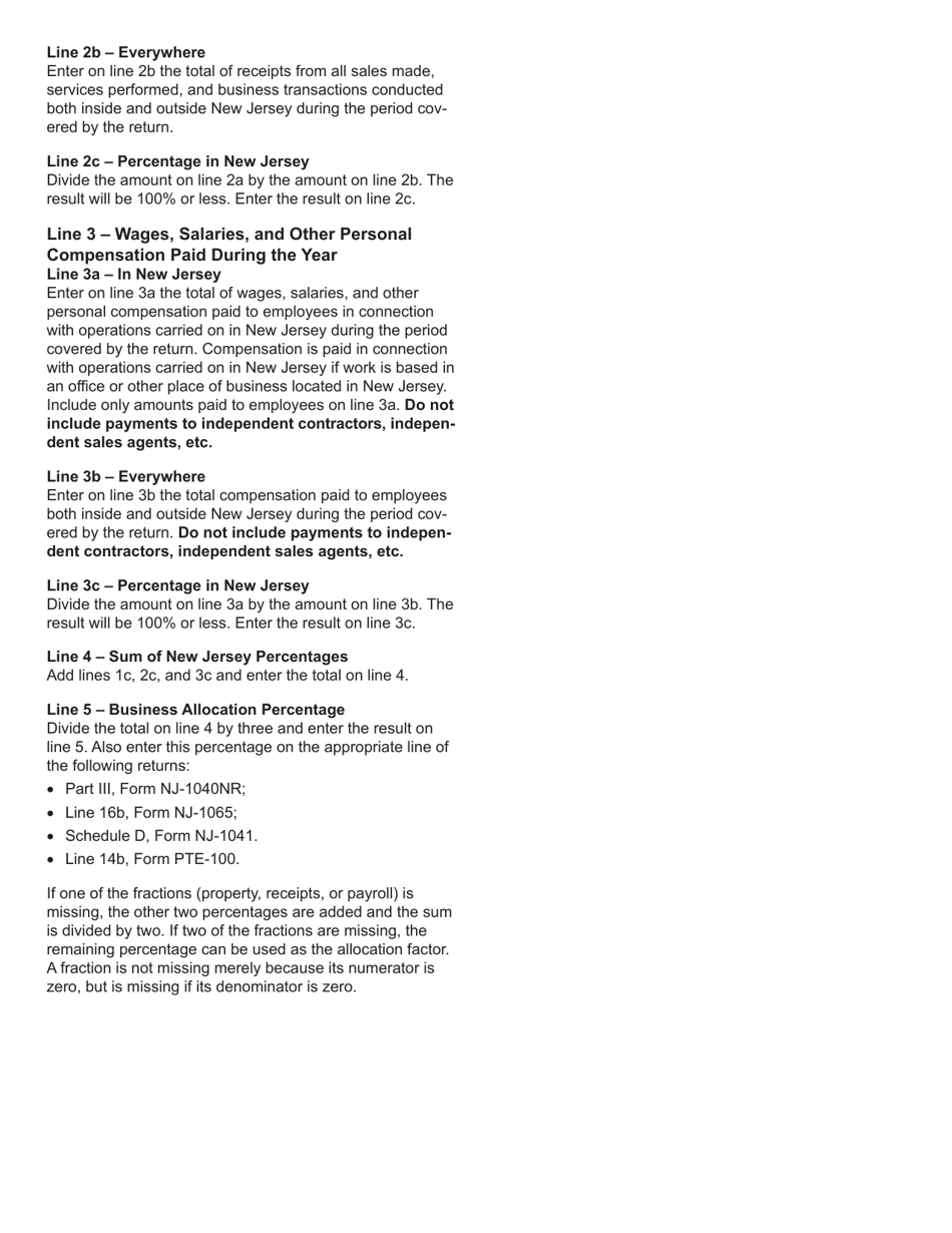 Form NH-NR-A Business Allocation Schedule - New Jersey, Page 3