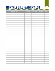 &quot;Monthly Bill Payment Log Template&quot;
