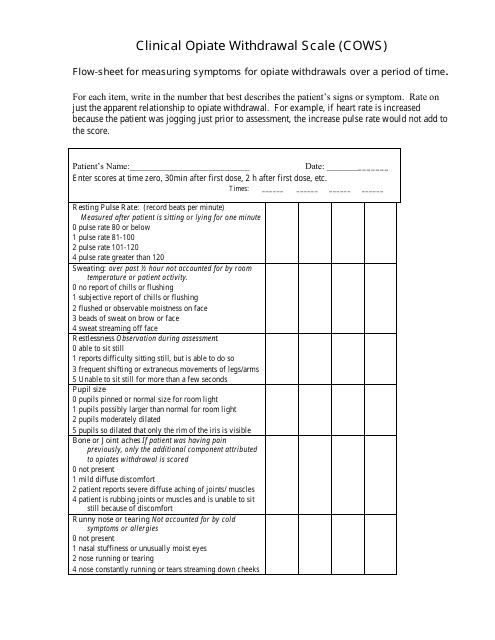 Clinical Opiate Withdrawal Scale (Cows) Flow-Sheet