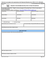 NRC Form 527 &quot;Request for Information Related to Fees-For-Service&quot;