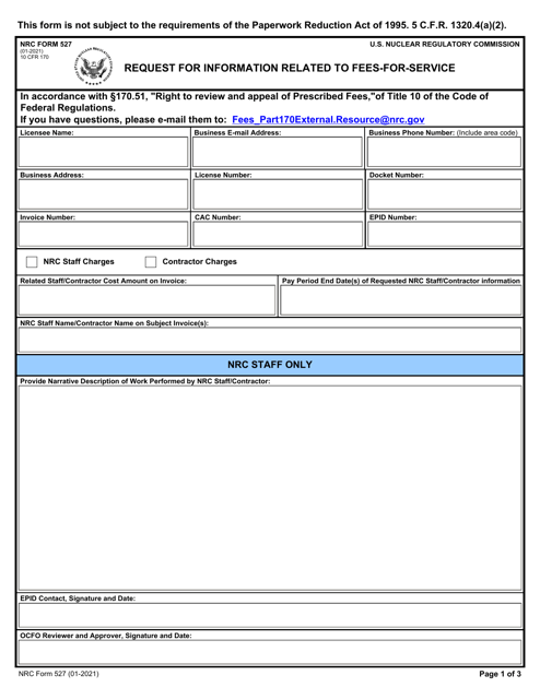 NRC Form 527  Printable Pdf