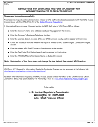 NRC Form 527 Request for Information Related to Fees-For-Service, Page 2