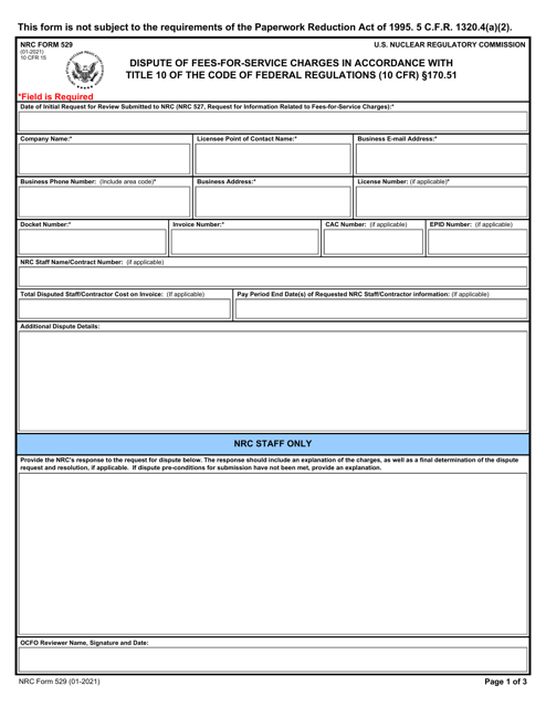 NRC Form 529  Printable Pdf