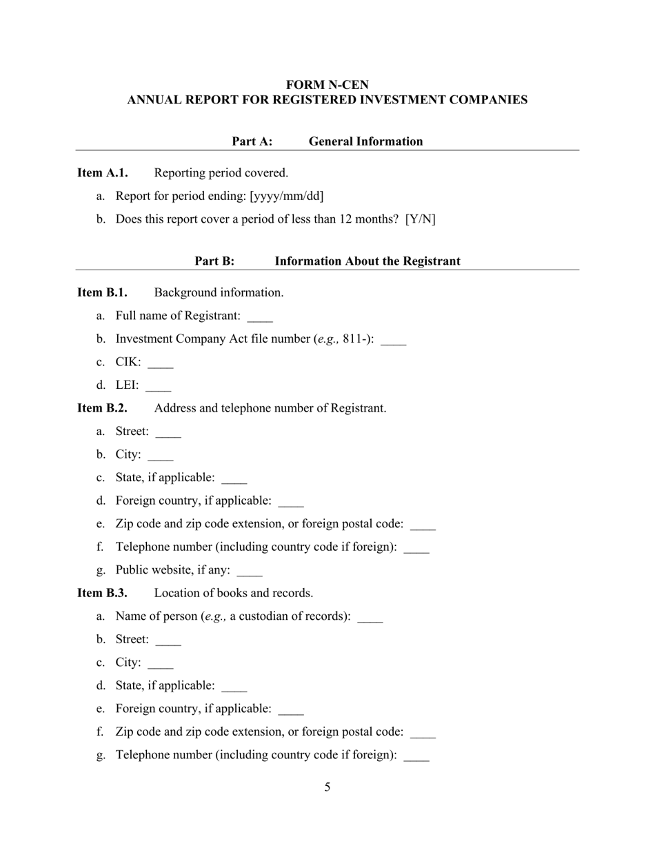SEC Form 2846 (N-CEN) Annual Report for Registered Investment Companies, Page 6