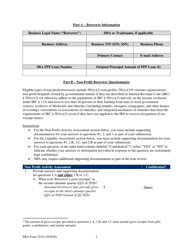 SBA Form 3510 Paycheck Protection Program Loan Necessity Questionnaire (Non-profit Borrowers), Page 2