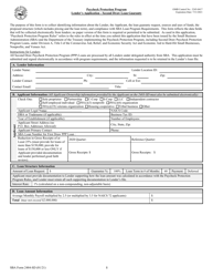 Document preview: SBA Form 2484-SD Paycheck Protection Program Lender's Application - Second Draw Loan Guaranty