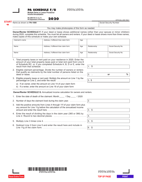 Form PA1000 F/G Schedule F/G 2020 Fill Out, Sign Online and