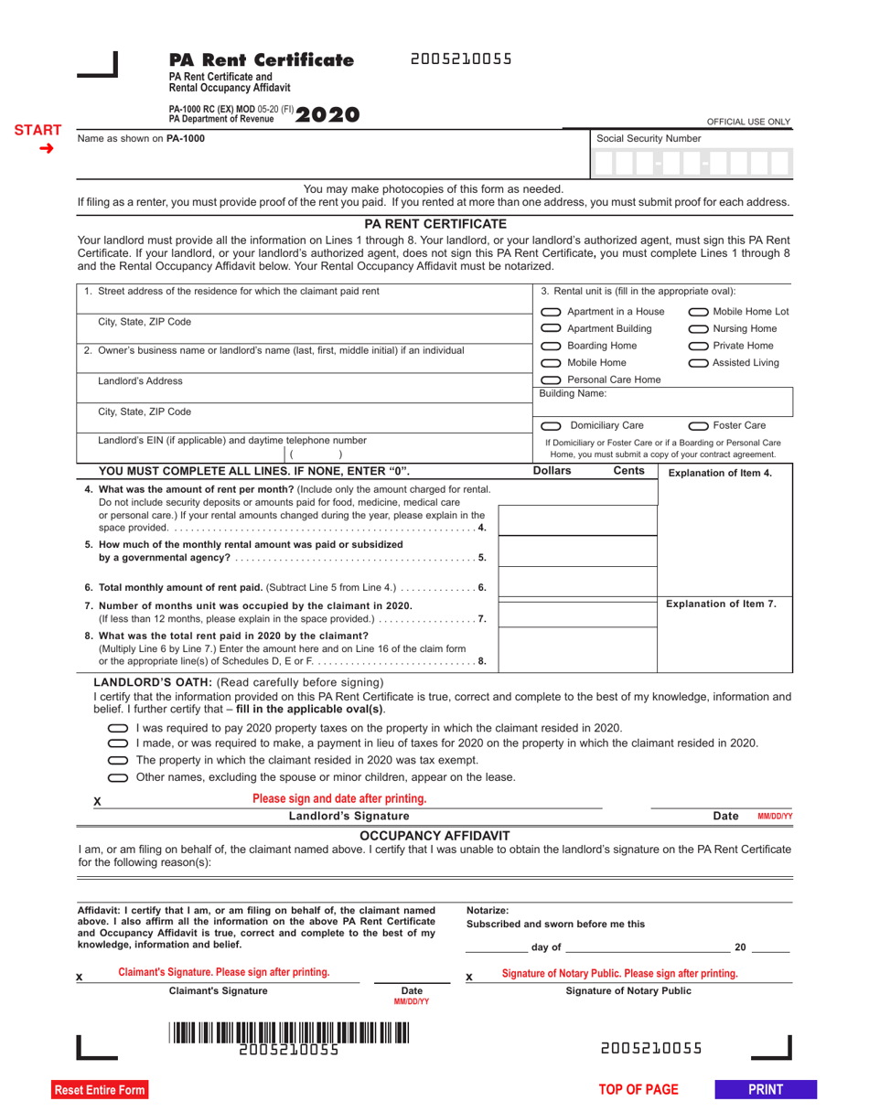 Wisconsin Rent Certificate