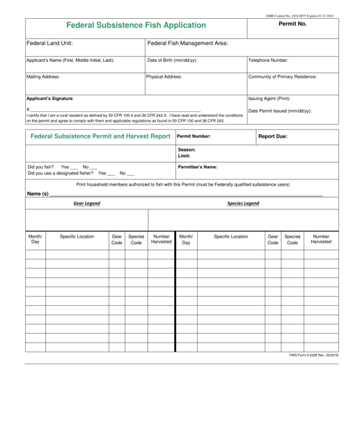 FWS Form 3-2328  Printable Pdf