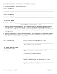 Domestic Nonprofit Corporation Statement of Intent to Dissolve - Alabama, Page 2