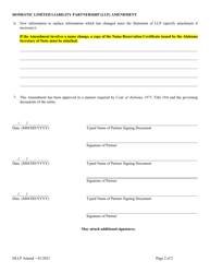 Domestic Limited Liability Partnership (LLP ) Amendment to Statement of Limited Liability Partnership - Alabama, Page 2