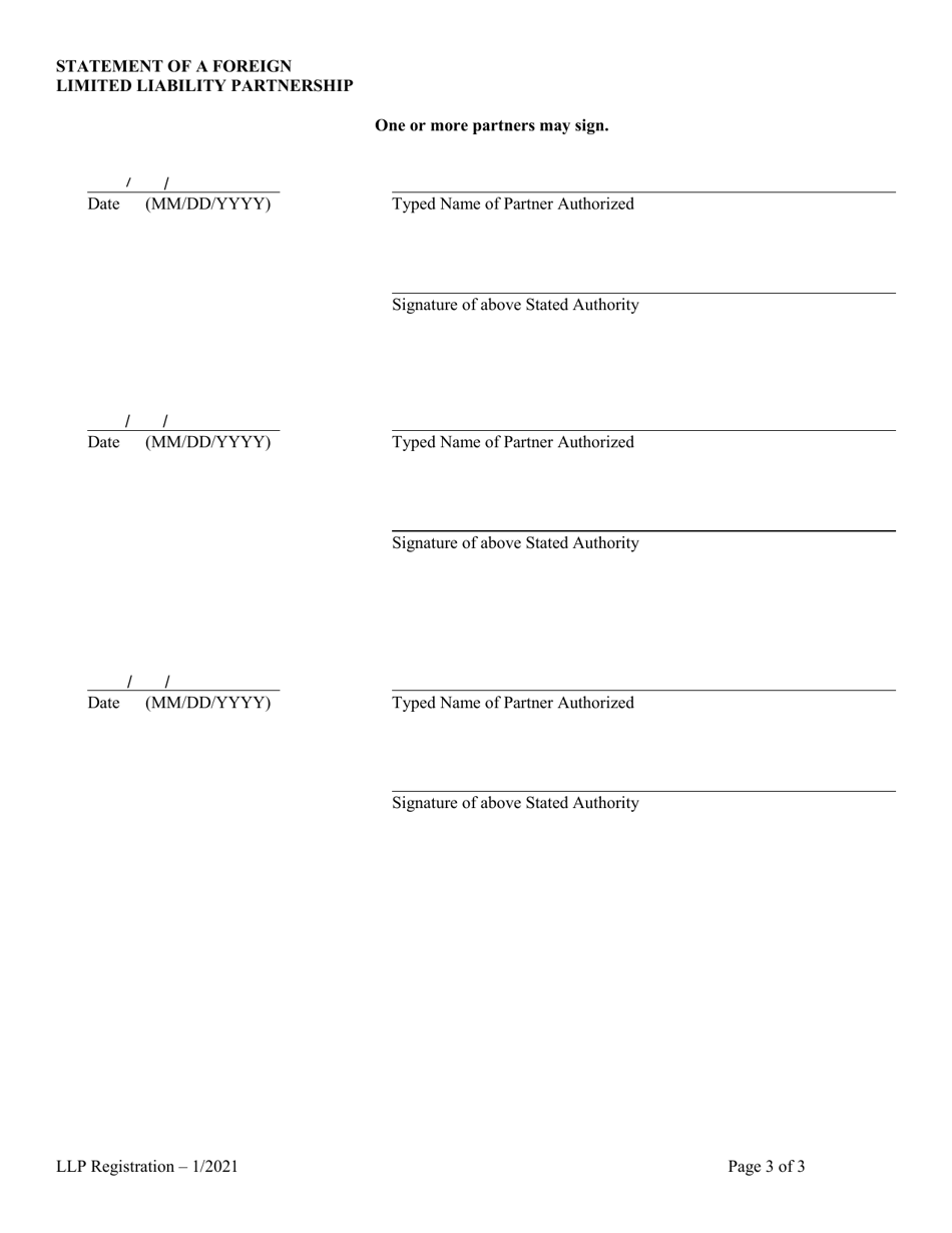 Statement of Authority for Foreign Limited Liability Partnership (LLP ) - Alabama, Page 3