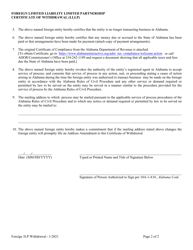 Foreign Limited Liability Limited Partnership Statement of Withdrawal (Lllp) - Alabama, Page 2