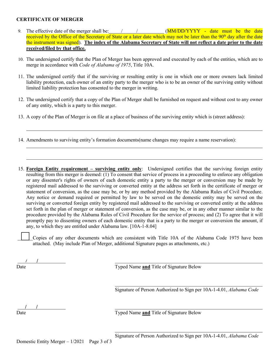 Certificate of Merger - Alabama, Page 3