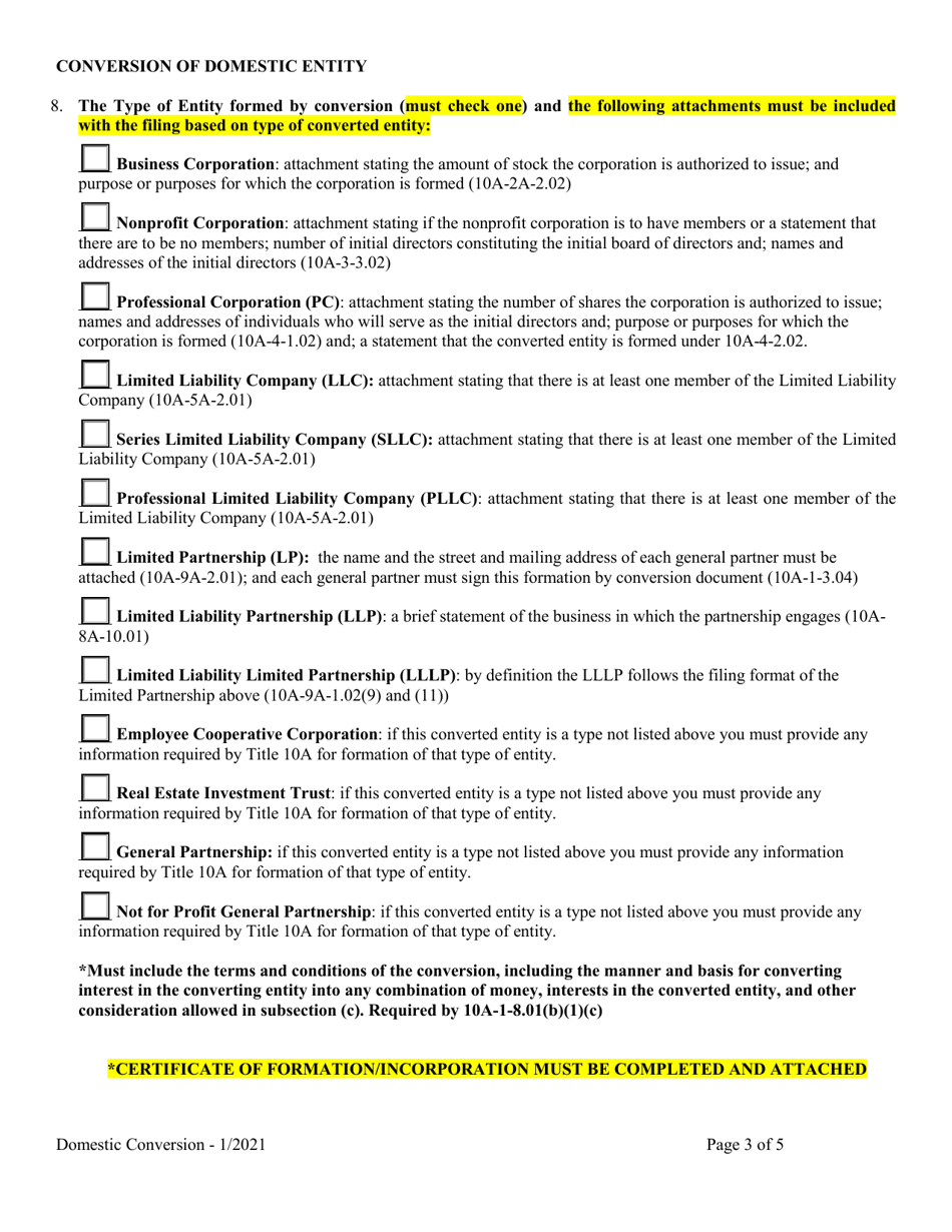 Conversion of a Domestic Entity - Alabama, Page 3