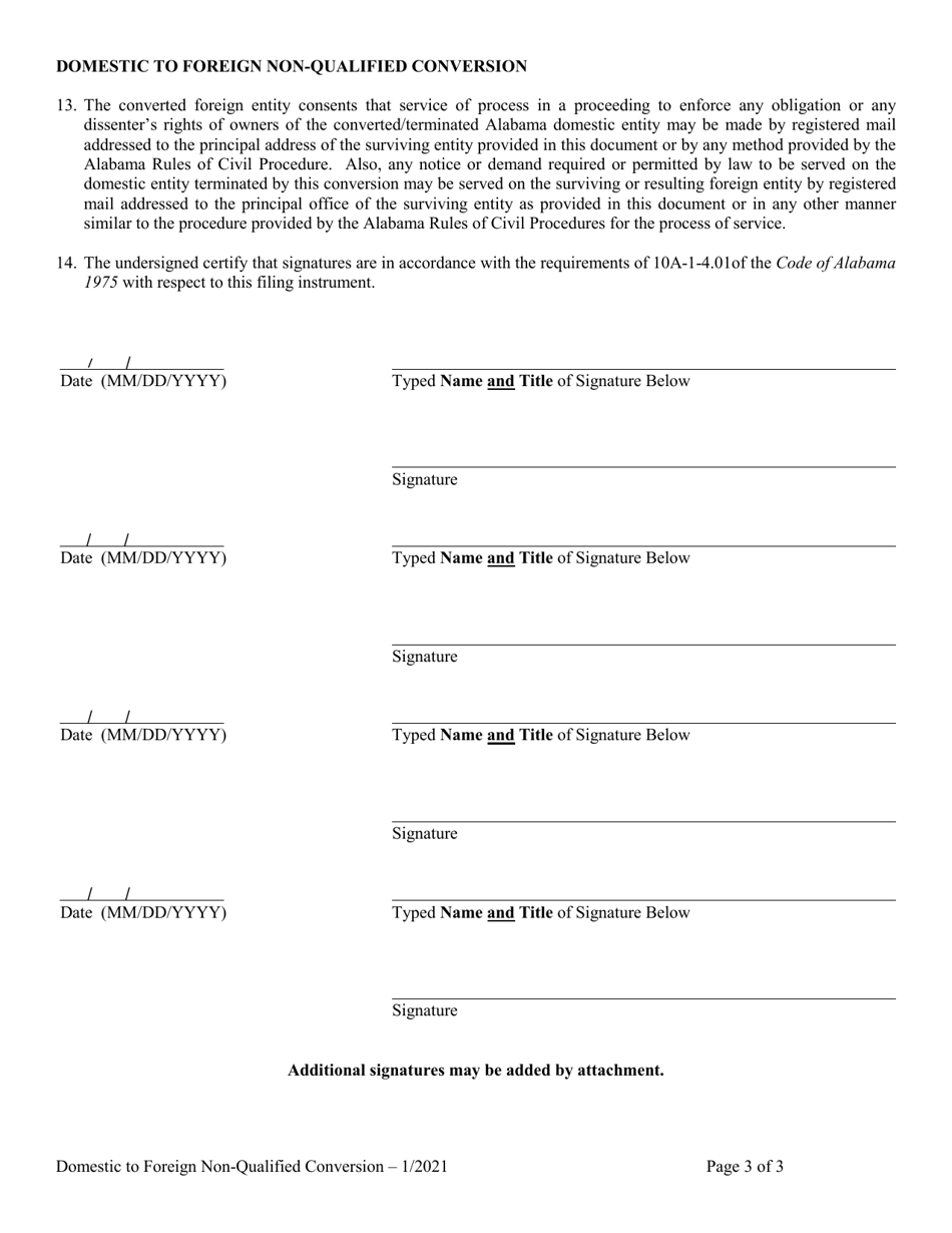 Domestic Entity Conversion to Non-registered Foreign Entity (Termination of Domestic Entity) - Alabama, Page 3