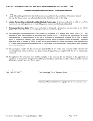 Foreign Conversion Filing: Amendment of Foreign Entity Filing Type - Alabama, Page 3