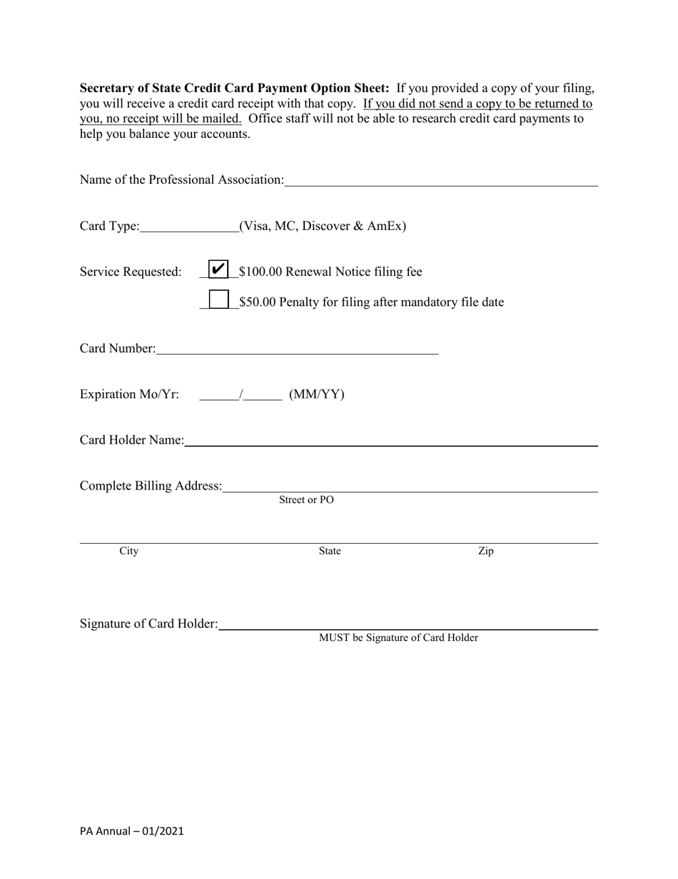 Domestic Professional Association Annual Renewal Notice - Alabama, Page 3