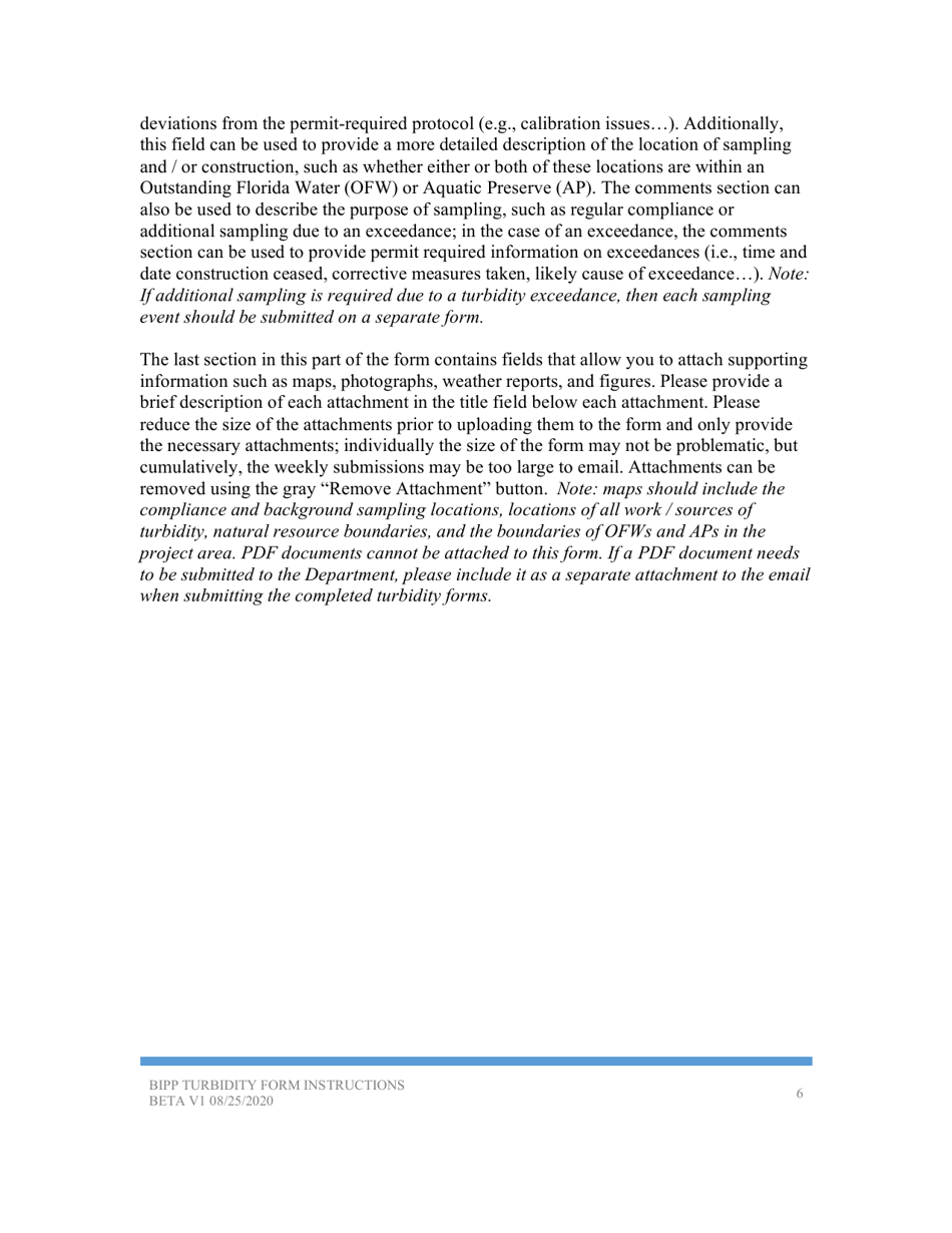 Instructions for Turbidity Monitoring Form - Florida, Page 6