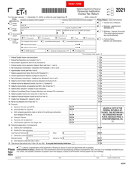 Form ET-1 &quot;Alabama Financial Institution Excise Tax Return&quot; - Alabama, 2021