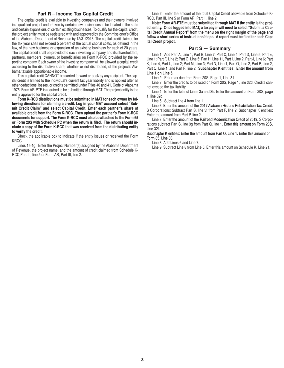 Instructions for Schedule PC Pass Through Credits - Alabama, Page 3