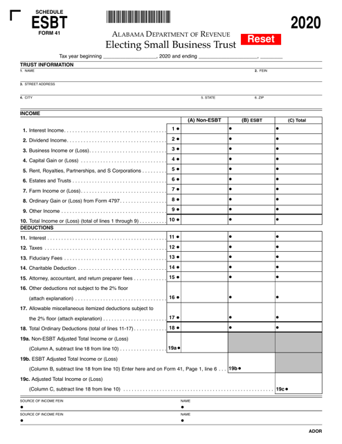 Form 41 Schedule ESBT 2020 Printable Pdf