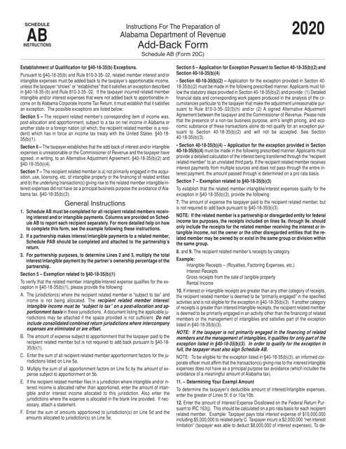 Form 20C Schedule AB 2020 Printable Pdf
