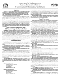 Instructions for Form 20S S Corporation Information/Tax Return - Alabama