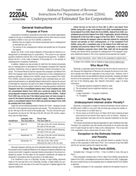 Instructions for Form 2220AL Underpayment of Estimated Tax for Corporations - Alabama