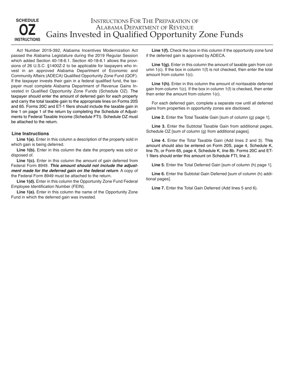 Download Instructions for Schedule OZ Gains Invested in Qualified