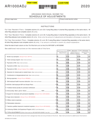 Form AR1000ADJ Schedule of Adjustments - Arkansas